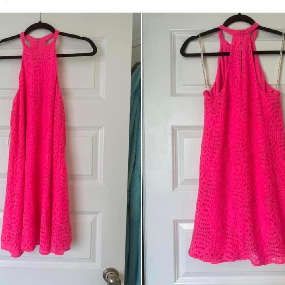 Stunning neon pink swing dress. Xs